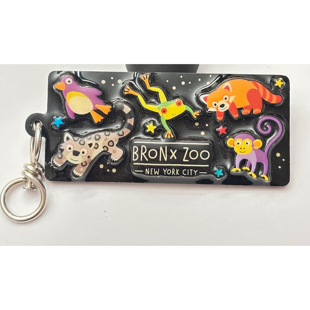 Vintage Bronx Zoo New York City Keychain Animal Souvenir Red Panda Snow Leopard